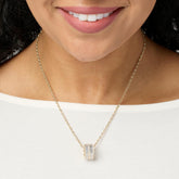 Absolute Sterling Silver Hexagon-Design Baguette Pendant Necklace 18"